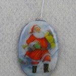 Large Christmas Ornament with Ceramic Santa Decal Large Christmas Ornament with Ceramic Santa Decal