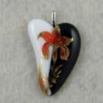 Fused Glass Heart Pendant with Red and Gold Decal Fused Glass Heart Pendant with Red and Gold Decal