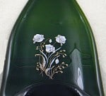 Fused Glass Wine Bottle Cheese Platter with GPA Gold and white decal Fused Glass Wine Bottle Cheese Platter with GPA Gold and white decal