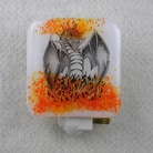 Fused Glass Nightlight with Ceramic Dragon Decal Fused Glass Nightlight with Ceramic Dragon Decal