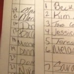 The list of names showing Carolyn as #13 doherty 2013 drawing2