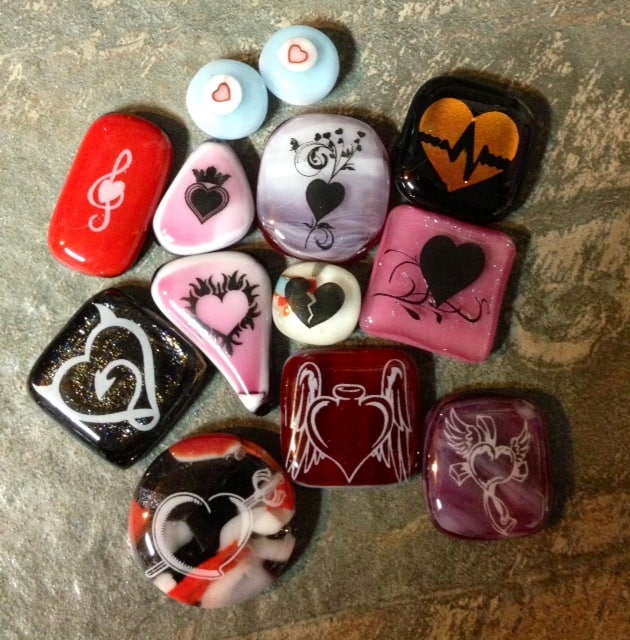 Valentine's Day Fused Glass Pendants