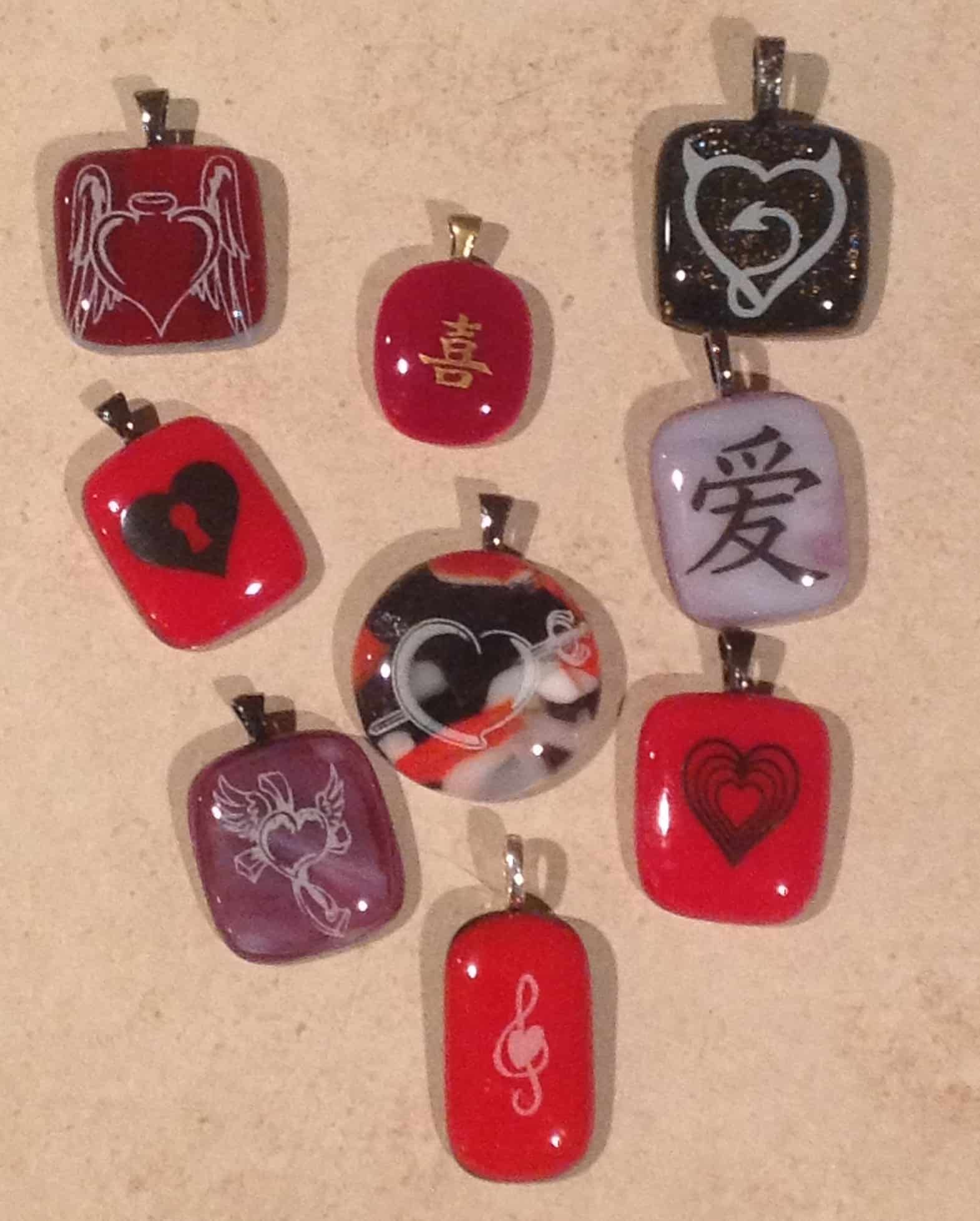 Valentine's Day Fused Glass Pendants