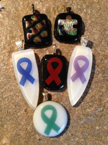Fused Glass April Awareness Ribbons & Puzzle – Elegant Fused Glass by Karen