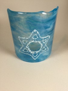 Fused glass Star of David Mantel Sconce