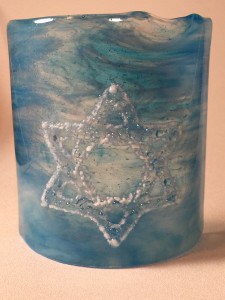 Fused Glass Star of David Mantel Sconce