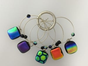 Fused Glass Wine charms