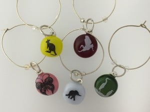 Fused Glass Wine charms
