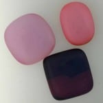Opaline glass over transparent pink, orange, and blue/red - Test pieces