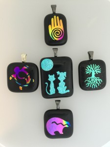 Fused glass dichroic pendants