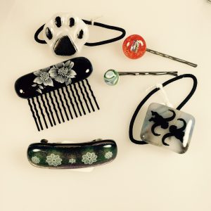 fused glass hair accessories